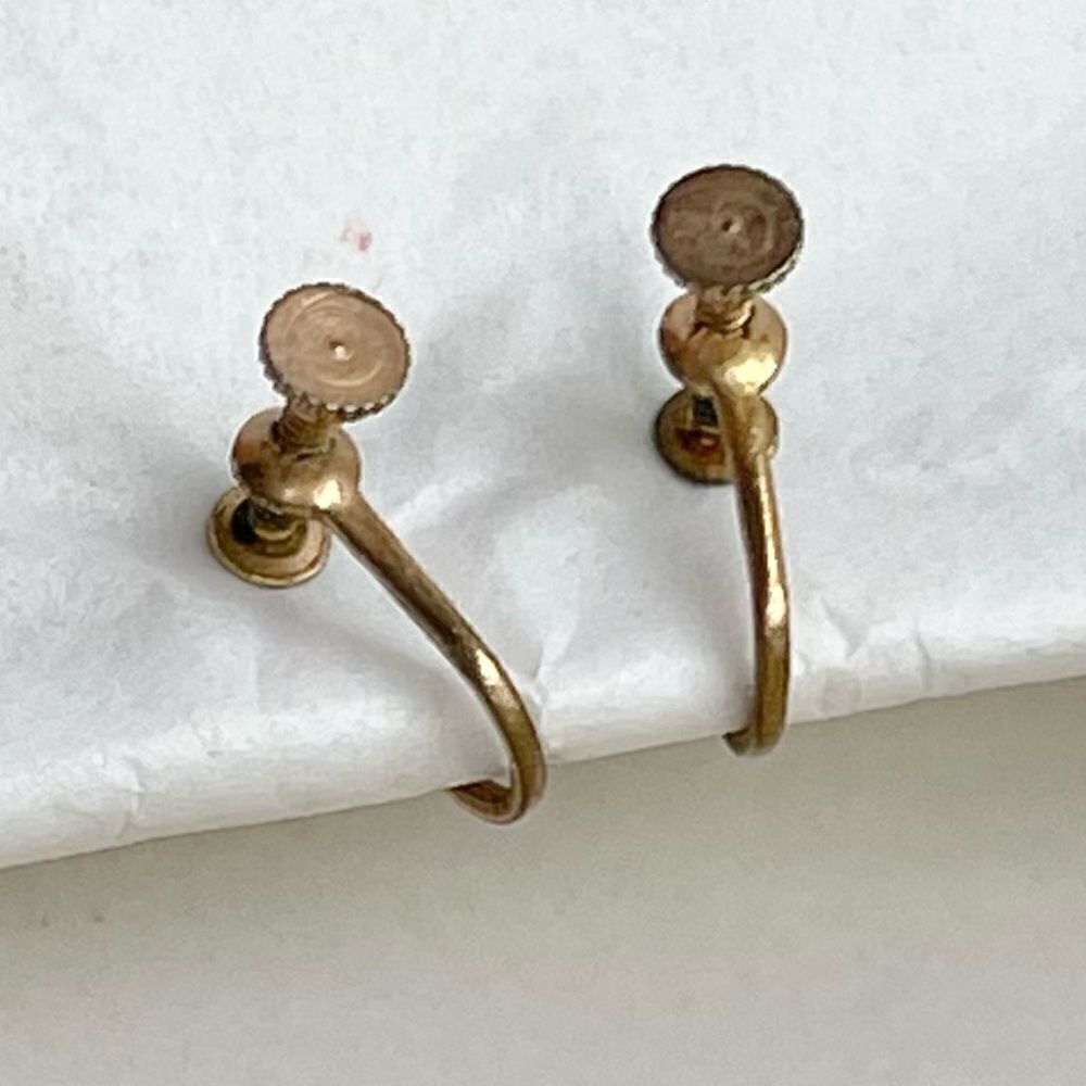 Vintage Celluloid Cameo Screw Back Copper Alloy Earrings - Picture 9 of 16